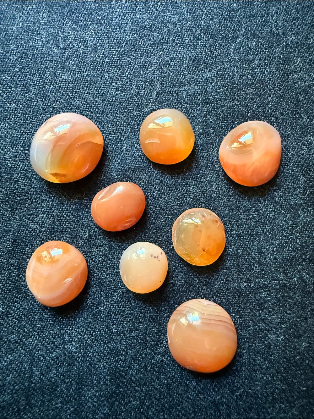 8 Loose North India Agate polished cabochon stones total weight 50 carats